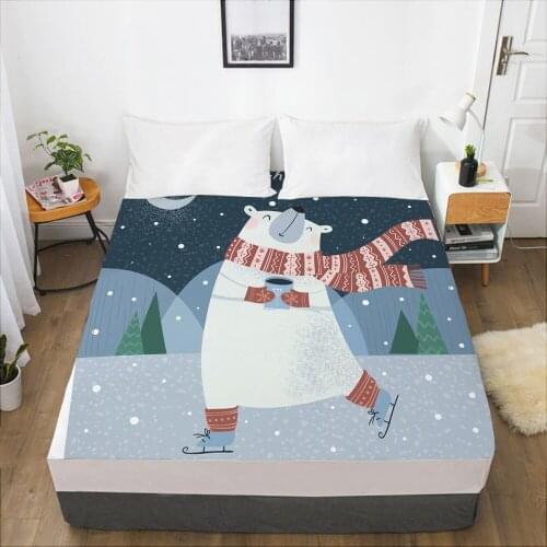Cartoon Christmas Childrens Elastic fitted sheet bed sheet With An Elastic Band Mattress Cover Bed cover for kids baby bear