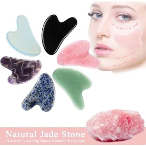 Natural Stone Jade Gua Sha Gouache Scraper Massager for Face Facial Chin Skin Lifting Wrinkle Remove Guasha Plate Skin Care Tool