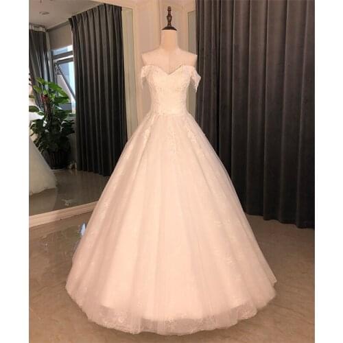 SL-6819 wedding dress 2021 a line off shoulder pearl china online store woman vintage civil bridal wedding gowns