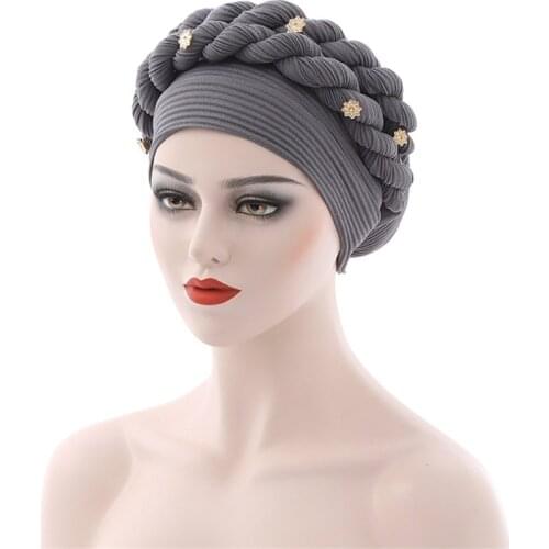 Braids Turban Hijab for Ladies Fashion Headscarf Bonnet Muslim Hat Female Head Wraps Islam Headwear Cancer Chemo Hats