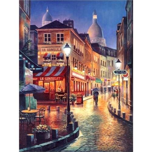 City Landscape Printed 11CT Cross Stitch DIY Embroidery Full Kit DMC Threads Hobby Sewing work Handiwork Counted Adults