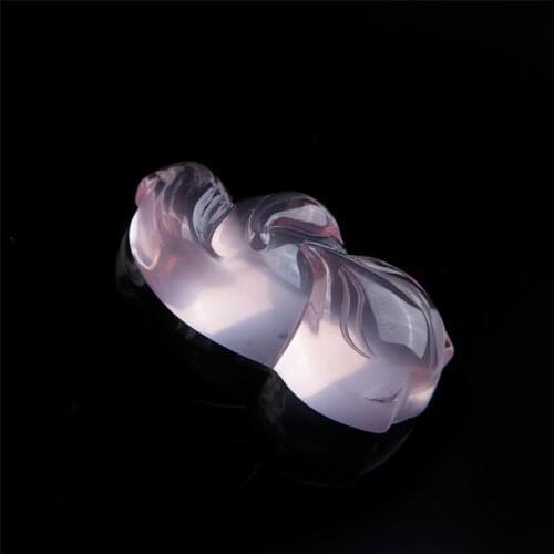 Genuine Madagascar Pink Star Light Natural Quartz Crystal Fox Shape Women Necklace Charm Pendant 31*16*13 mm