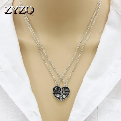 ZYZQ Letter Engraved Broken Heart Chain Necklace Fashion All-Matched Women Accessories Birthday Gift Wholesale Lots&Bulk