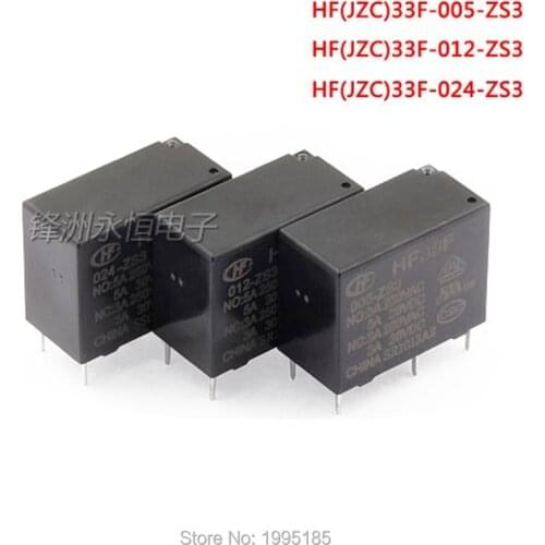 1Pcs JZC HF 33F-005-ZS3 33F-012-ZS3 33F-024-ZS3 5V,12V,24V 5-pin 5A 250VAC HongFa Relay