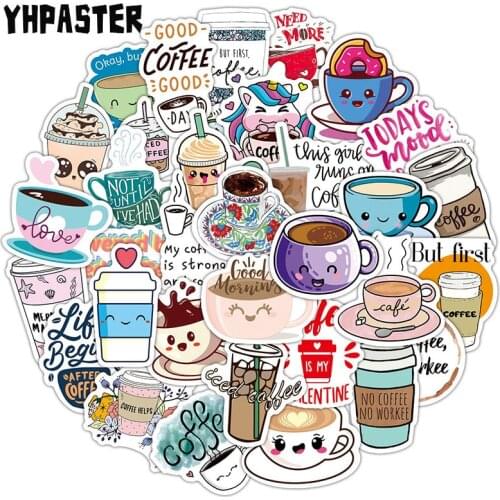 10/30/50Pcs Kawaii cartoon Coffee cup Stickers Crafts And Scrapbooking sticker kids toys book Decorative sticker DIY Stationery