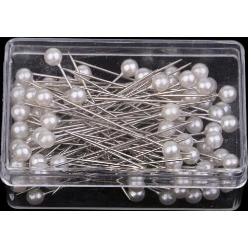 100 Pieces White Pearl Bead Pins for Needlework Sewing Hand Dressmaker Practical Tool