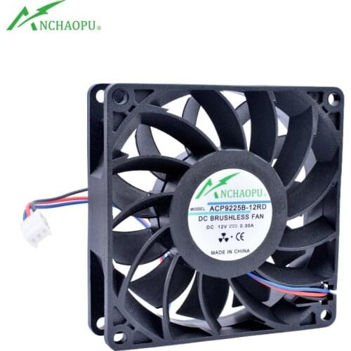 ACP9225B-12RD 9cm 92mm fan 92x92x25mm DC12V 0.30A 3pin RD stall warning is suitable for the cooling fan of the power inverter