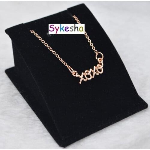 Promotion Gift Monogram Words Necklace XOXO Pendant Necklace Womens Jewelry Lovers' Gift Love you Hugs and Kisses