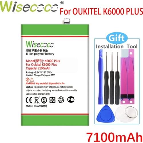 Wisecoco 7100mAh K6000 PLUS Battery For Oukitel K6000 PLUS Cell Phone High Quality NEW Battery+Tracking Number