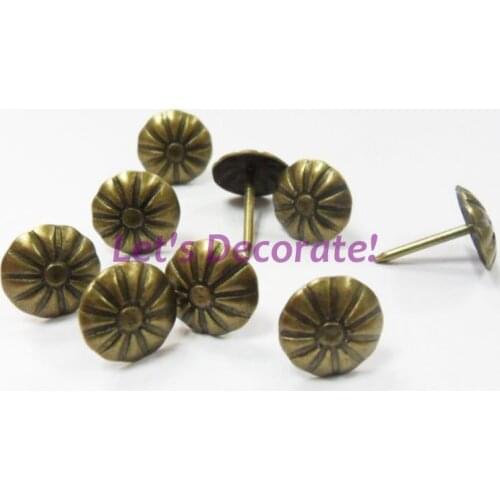 Free DHL shipping 3000pcs/lot 11mm Thin Head Brass Color Plated Daisy Flower Decorative Tack, Hobnail, Upholstery Nail