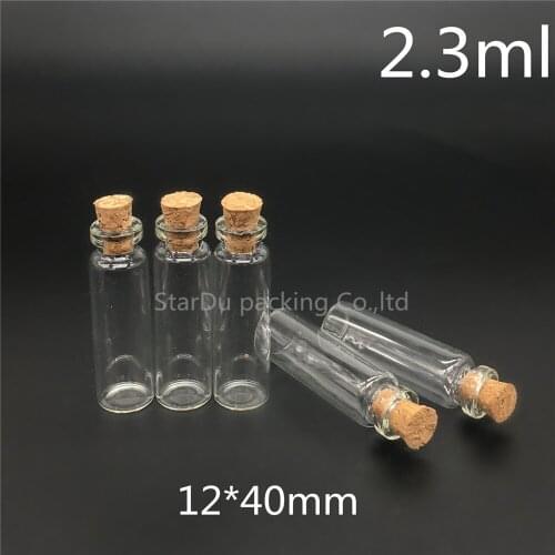 Free Shipping 12*40mm Small Cork Glass Bottle 2.3ml Drifting Jar Lucky Bottle 1000pcs/lot Cork Bottle