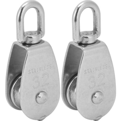 2Pcs Cable Single Pulley Block Stainless Steel Hanging Wire Towing Lifting Rope Wheel Marine Boat Pulley Blocks for Kayak