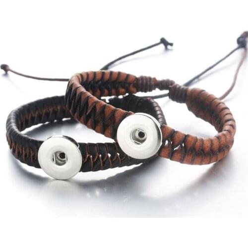 Wholesale Genuine Leather Bracelet Bangle Jewelry 18mm Snap Button Bracelet For 18mm DIY Snap Button Jewelry 4222