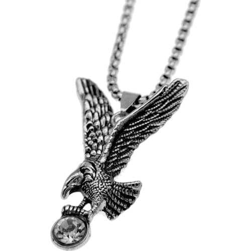 Gothic Men Metal Falcon Predator Necklace Fashion Cool Eagle Wings Pendant Jewelry Accessories Women Sweater Chain Party Gift