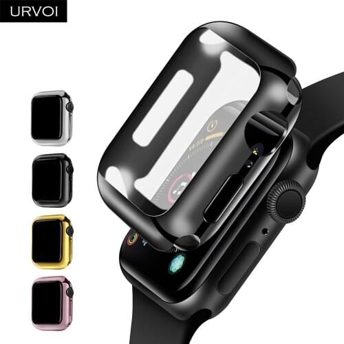 URVOI Full TPU Cover for Apple Watch series 6 SE 5 4 Electroplating bumper soft frame cover for iWatch with screen protector