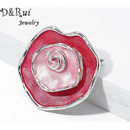 D&Rui Jewelry Rose Brooches Pins Fashion Enamel Flower Big Design Brooch for Woman Brand Women Coat New Year Gifts Alloy Pin