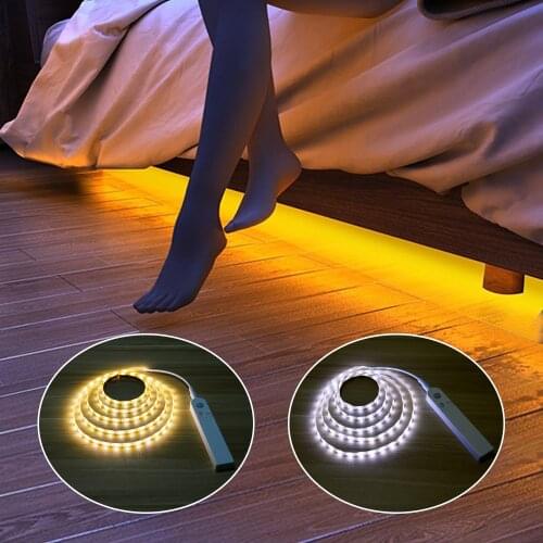 PIR Motion Sensor LED Lights For Kitchen LED Under Cabinet Light Bedside Stairs Wardrobe TV Background Lamp Battery Power Lamp