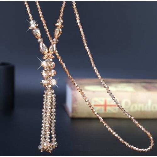 Europe and the United States new versatile clothing long fashion crystal sweater chain Tassel Necklace necklace wholesale