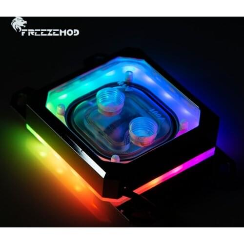 FREEZEMOD pc CPU water cooling block Aurora diffuse light effect 2021 red copper base plate AM4. AMD-PK5E