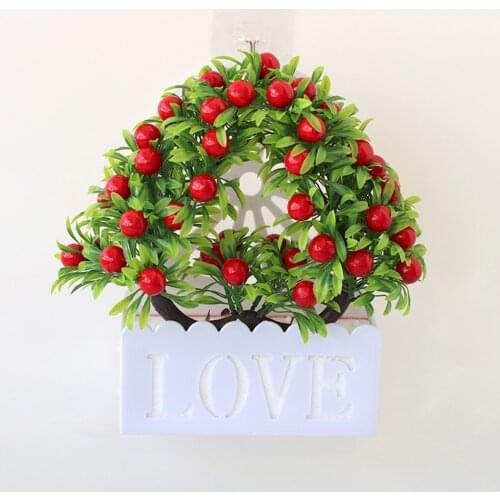 1 X Artificial Tree 1 X Pot Fake Berry Simulation Potted Bonsai Indoor Outside Home Decor High Quality