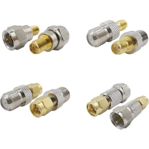 4pcs RF Coaxial F-Type to SMA Adapter SMA Male Female to F Male Female Plug Jack RF Coax Connector Kits for DAB Car Aerial