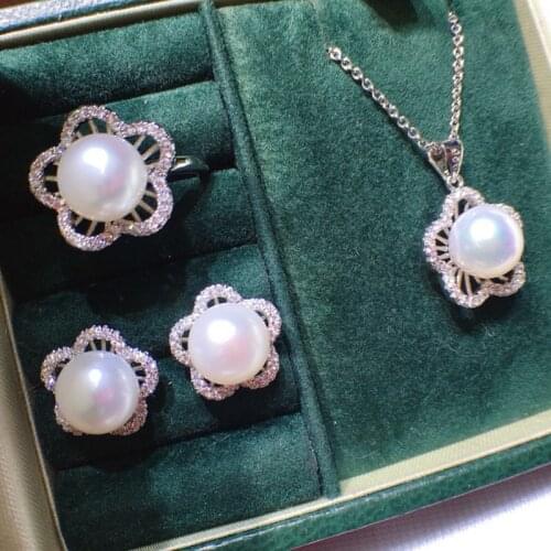 Flower Pendant Earrings Ring Set Mountings Findings Settings Jewelry Set Parts Fittings Charm Accessories for Lady Girls Female