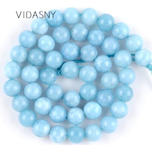 Aquamarines Natural Mineral Gem Round Beads For Jewelry Making 4 6 8 10 12mm Spacer Loose Stone Beads Diy Bracelet Necklace 15