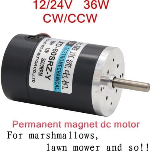 36W Micro permanent magnet dc motor,12V 24V adjustable-speed motor,For marshmallows,lawn mower and so.CW/CCW