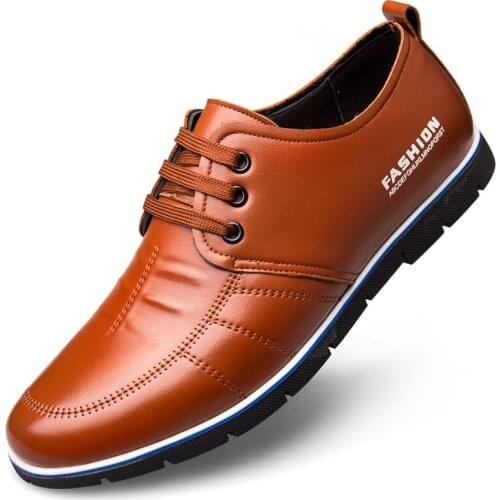 Spring Autumn Men Shoes Plus Size 38-47 Breathable Lace-up Men Casual Shoes Flat Busines Men Leathe Shoes Zapatillas Hombre