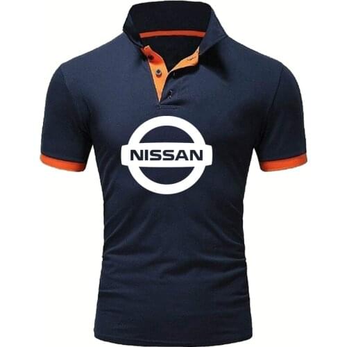 2021Casual Mens POLO shirt Nissan car Logo printing short sleeve Summer high quality trend Pure cotton Mens short sleeve
