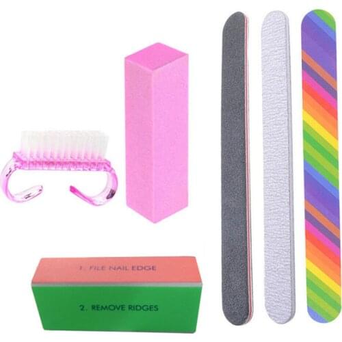 6Pcs Professional Nail Buffer Set Steel Push Sandpaper Slim kit Nail Art File Curve Manicure Tool Set Salon Nail Tools