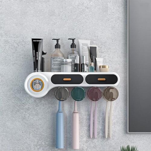 New Multifunctional Toothbrush Holder With Cups Wall Mounted Automatic Toothpaste Squeezer Bathroom Accessories