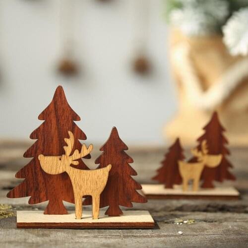 New Christmas Wooden Elk Tree Shape Hanging Pendant Garden Party Decoration Easy to hang on the Christmas tree Need to assemble