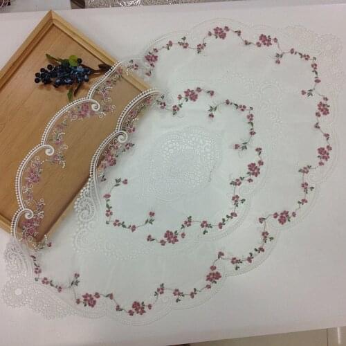 European-style Oval Embroidery Transparent Tablecloth Coffee Tea Dining Table Cloth Balcony Study TV Cabinet Kitchen Decoration