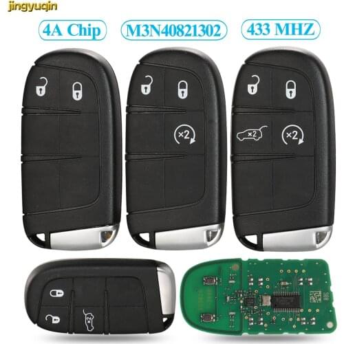 Jingyuqin Remote Smart Car Key 433mhz 4A Chip For Jeep Renegade Compass M3N-40821302 2/3/4 Button Keyless Entry SIP22 Blade