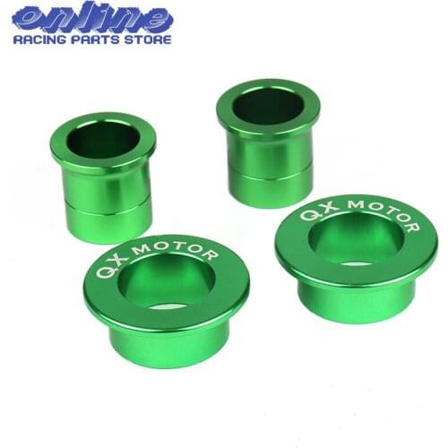 QXMOTOR Logo CNC Billet Front & Rear Wheel Hub Spacers Sets F KX125 KX250 KXF250 KXF450 Motorcycle Motorcross Dirt Bike Off Road