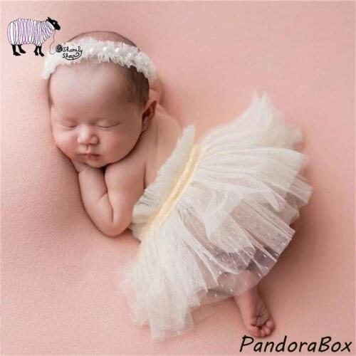 Newborn Photography Props Clothes Infant Baby Girl Photo Shoot Posing Lace Dress+Headband Outfits Set foto Shooting Costume Gift