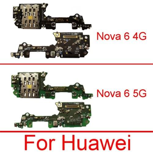 SIM/SD Card Reader Holder Conecction Board With Microphone Flex Cable For Huawei Nova 6 4G / Nova 6 5G Replacement Parts