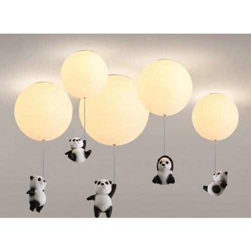 Nordic Panda Ceiling Lamp Frosted Glass Lampshade and Cartoon Animal Hanging Lamps for Childrens Bedroom Decoration G9 Lights