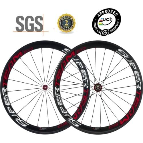SUPERTEAM Factory Store Full 700C Carbon Road Clincher bike Wheels 50mm Bicycle Wheelset 3k Glossy Basalt Brake