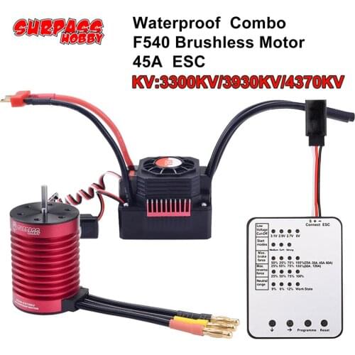 SURPASSHOBBY KK F540 Waterproof Combo 4370KV 3930KV 3300KV Brushless Motor w/ 45A ESC for Tamiya Axial Redcat 1/10 RC Car