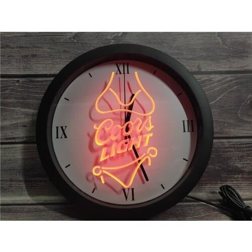 0E119 Coors Light Beer Bikini Bar Pub APP RGB 5050 LED Neon Light Signs Wall Clock