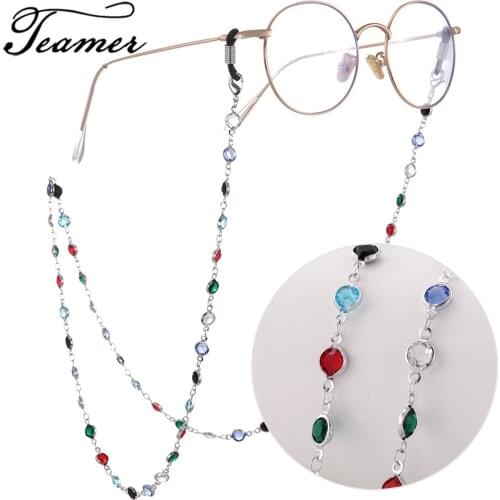 Teamer Colorful Crystal Bead Eyeglass Holder Fashion Glasses Chain Women Eye Accessories Eyewear Straps Cord Sunglasses String