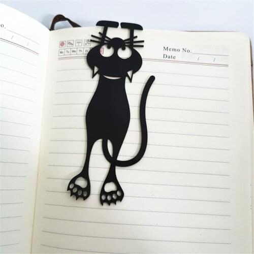1-2pcs PVC Black Cat Bookmarks Kawaii Cartoon Book Clips Page Divider School Office Stationery Teacher Gift Book Accessories