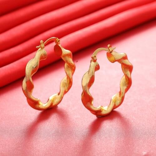 Dubai Gold Color Earrings 24K For Women Wedding Jewelry Womens Earrings For Girls Bridal Wife Gifts African Dubai French