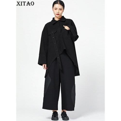 [XITAO] Cardigan Women 2018 Winter Fashion Turn-down Collar Full Sleeve Long Shirt Female Solid Color Button Blouse LJT4622