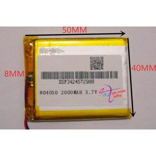 Best battery brand 1pcs 3.7V,2000mAH 804050 polymer lithium ion / Li-ion battery for model aircraft,GPS,mp3,mp4,cell phone,speak