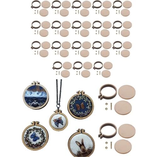Prettyia 10/20/30pcs Round Mini Wooden Embroidered Hoop Frames for Crafts Making