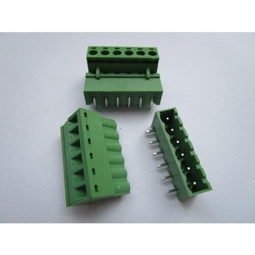 160 Pcs Close Angle 6 pin/way Pitch 5.08mm Screw Terminal Block Connector Green Color Pluggable Type With Angle pin
