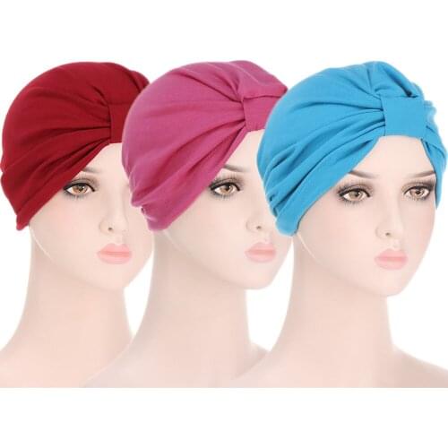 3PCS Women Muslim Indian Hat Stretch Floral Chemo Cancer Turban Cap Head Wrap Under Scarf Arab Bonnet Beanie Skullies Hair Loss